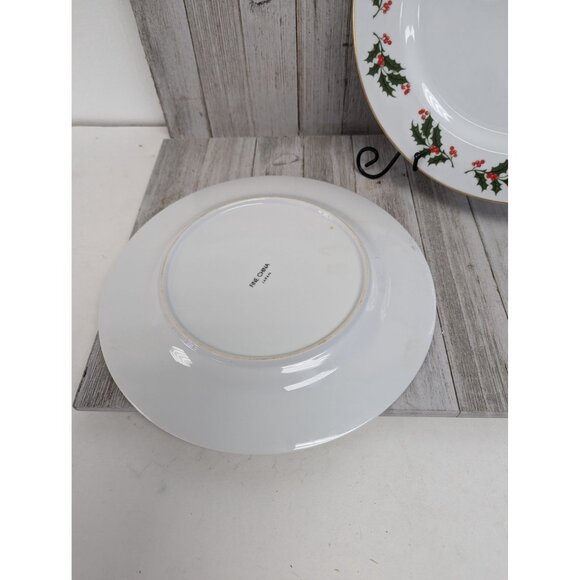 Mervyn’s set of 2 Dinner plates Christmas Holly Fine Porcelain Japan - Picture 5 of 7